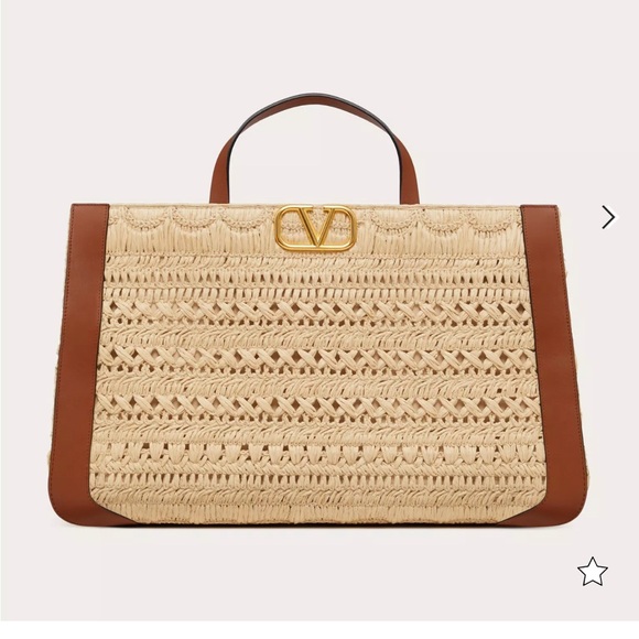 Valentino Embroided Raffia Tote - Picture 1 of 6